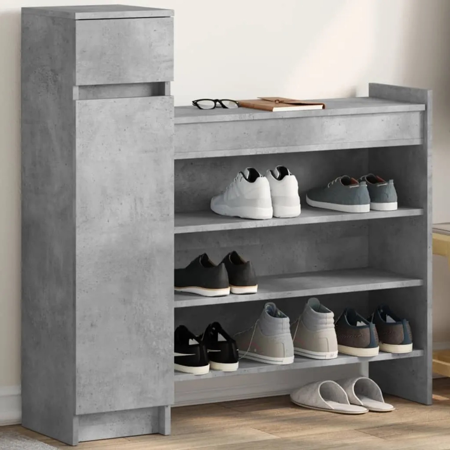 vidaXL Schuhschrank Betongrau 100,5x28x100 cm Holzwerkstoff 840425_2