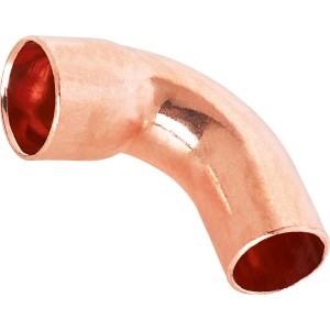 Kupfer Löt-Bogen, 90 Grad, Ø 12 mm für Trinkwasserinstallation.