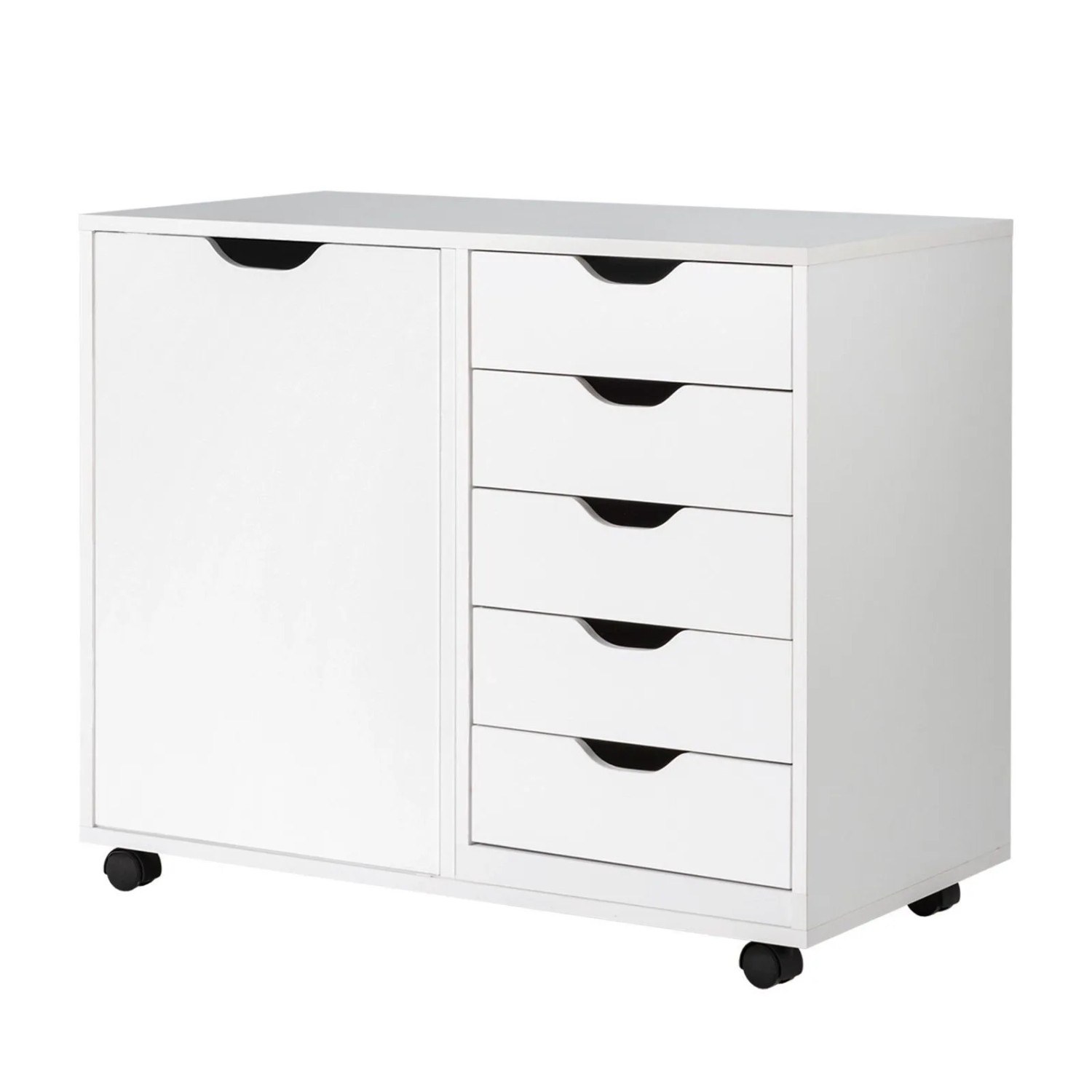 Costway Rollcontainer 5 Schubladen Tür 79 x 39 x 65 cm günstig online kaufen