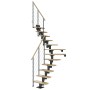 Dolle Mittelholmtreppe Dublin, Ahorn/Anthrazit, 1/4 gewendelt, mit Edelstahlgeländer.