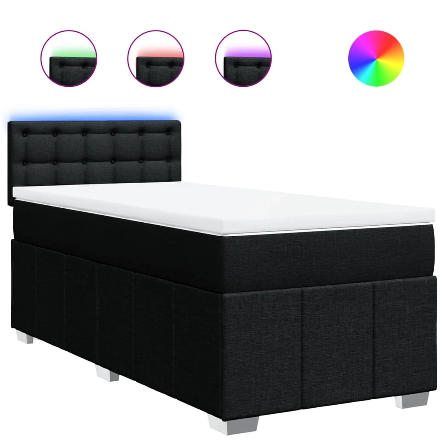vidaXL Boxspringbett mit Matratze Schwarz 90x190 cm Stoff 3289239 günstig online kaufen
