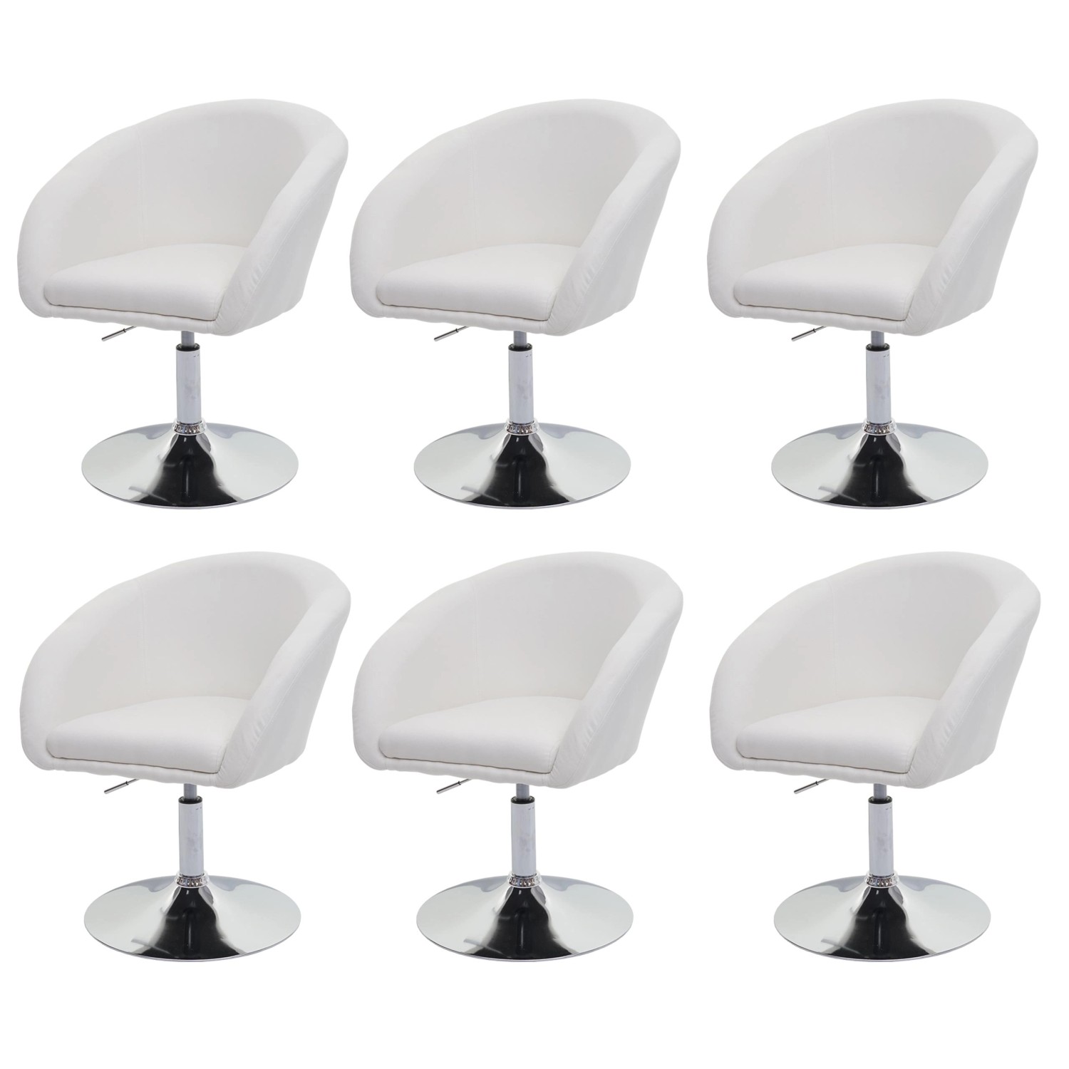 CHEFGASTRO Esszimmerstuhl 6er-Set Gepolstert 90x59x60cm Sitzhöhe 45cm Drehbar Höhenverstellbar Stoff/Textil Creme-Weiß