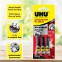 Uhu Sekundenkleber Blitzschnell Minis, 3 Tuben à 1g, flüssiger Kleber für schnelle Verklebungen.