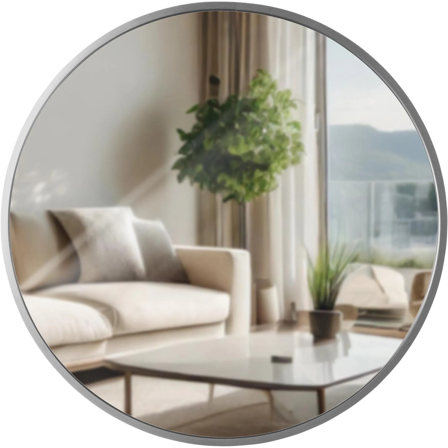 DELUKE Wandspiegel GDANSK Metall Silber 45x3x45cm Runder Spiegel Wand Hängespiegel Schlafzimmer Flur