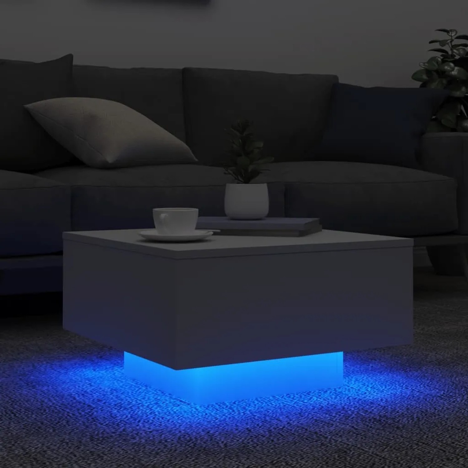 vidaXL quadratischer Couchtisch Weiß mit LED 55 x 55 x 31 cm 836574 kaufen bei OBI