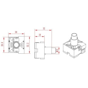 Sintron Kontaktelement IN1 mit LED, optischer Signalgeber, technische Zeichnung mit Maßen.