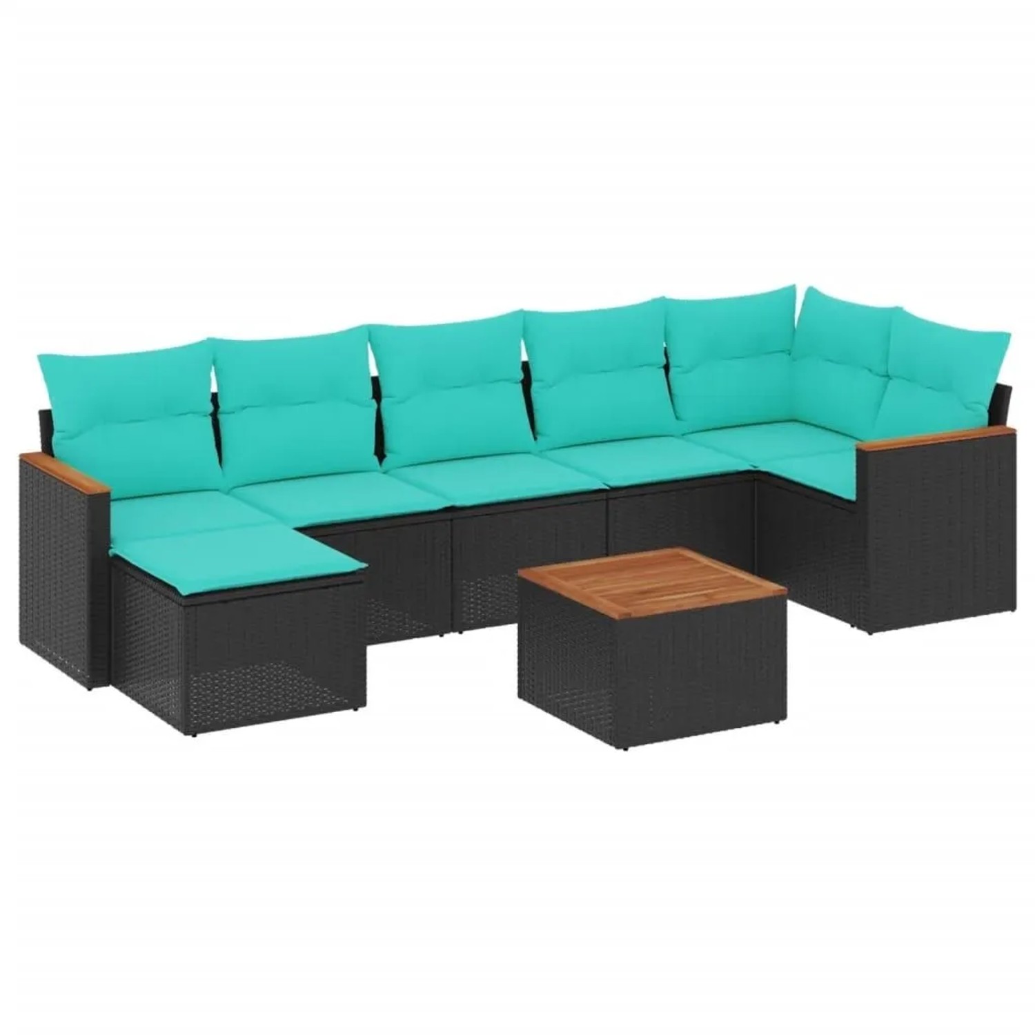 vidaXL 8-Tlg Gartensofa-Set mit Kissen Schwarz Polyrattan 3226197 günstig online kaufen