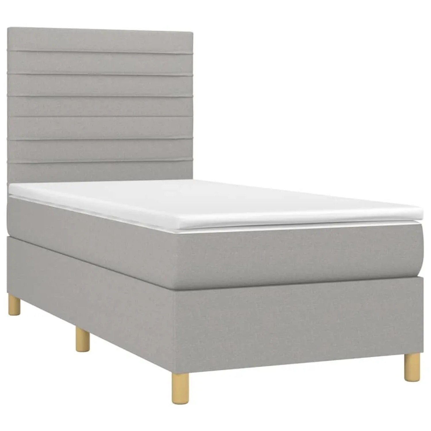 vidaXL Boxspringbett mit Matratze & LED Hellgrau 90x190 cm Stoff 3135477 günstig online kaufen