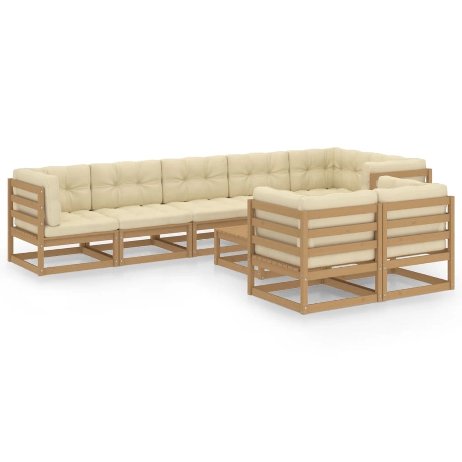 9-tlg. Garten-lounge-set Mit Kissen Kiefer Massivholz günstig online kaufen