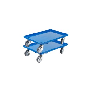 PROREGAL SparSet: 2 blaue Transportroller für Euroboxen (60x40cm) mit Gummirädern.