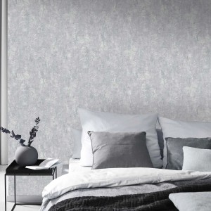 Graue Vliestapete Guido Maria von Bricoflor im Schlafzimmer.