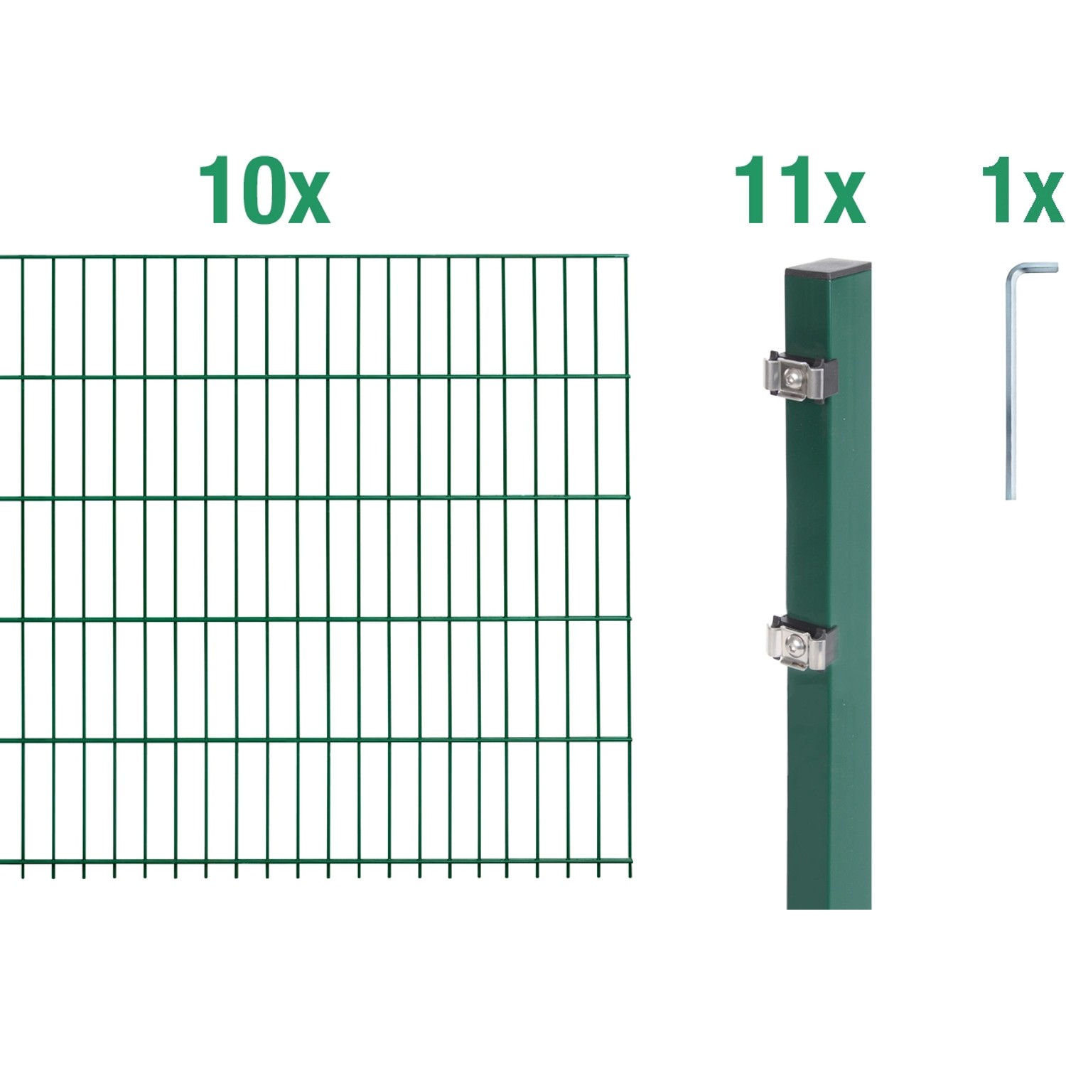 Metallzaun Grund-Set Doppelstabmatte verz. Grün beschichtet 10 x 2 m x 1,2 günstig online kaufen