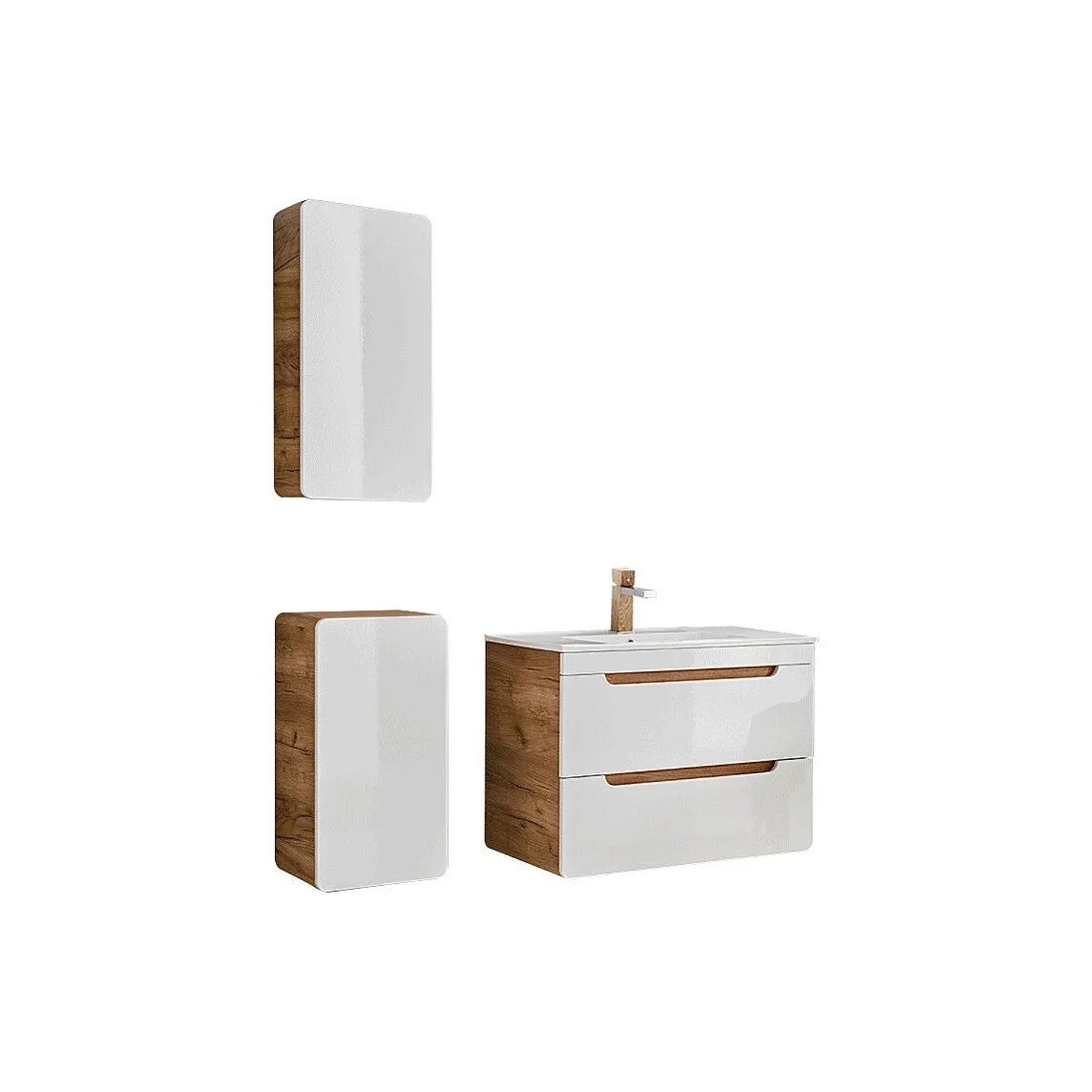 Vente-unique Badmöbel-Set Aruba Naturfarben Hell  Weiß 80 cm