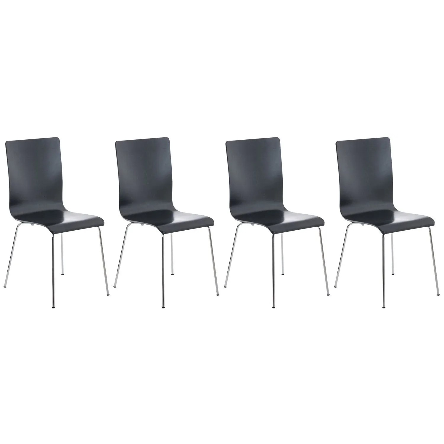 DELUKE 4er Set Besucherstuhl TUNIS Holz Schwarz 43x47x87cm Konferenzstuhl Wartezimmerstuhl Bürostuhl