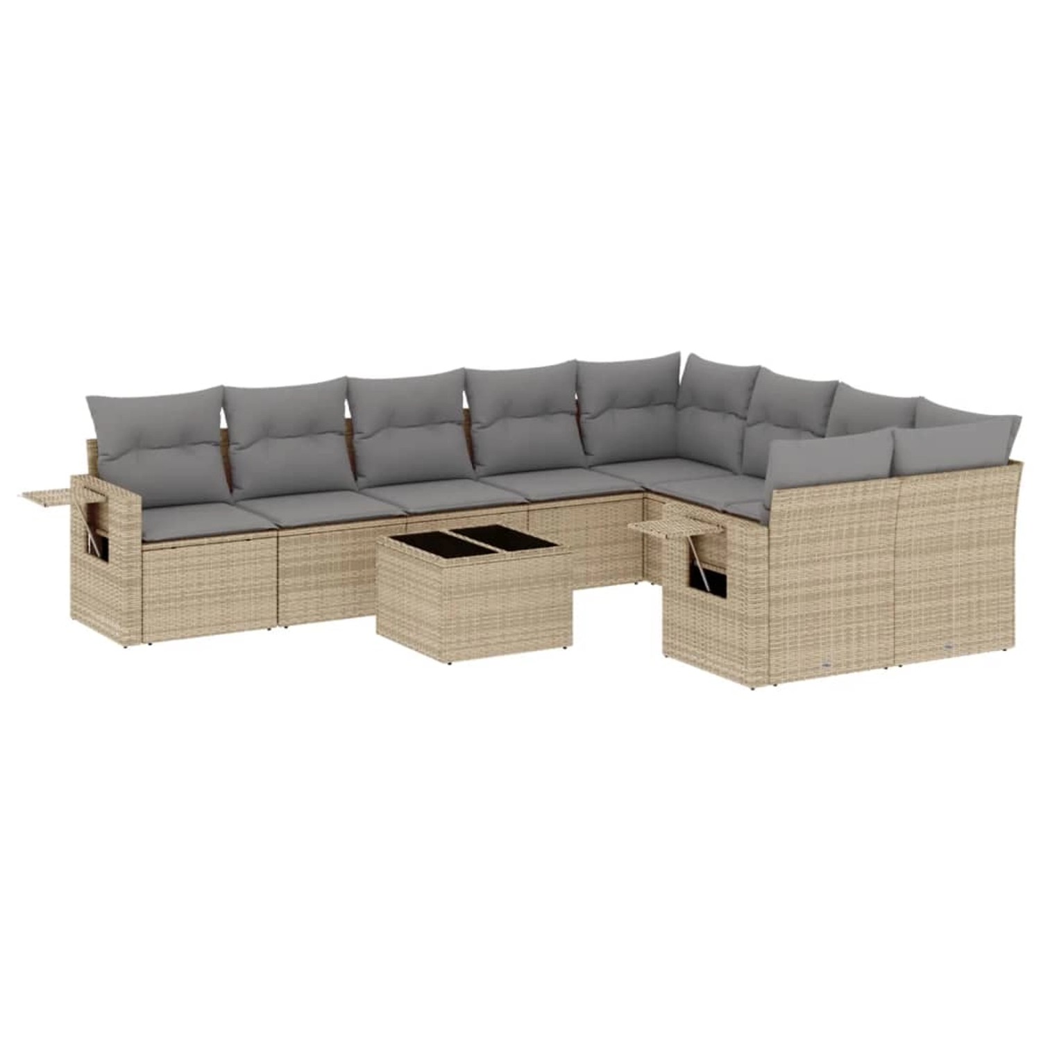 vidaXL 10-Tlg Garten-Sofagarnitur mit Kissen Beige Poly Rattan 3252986 günstig online kaufen