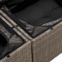 Detailansicht des grauen vidaXL Garten-Sofa-Sets aus Polyrattan mit schwarzen Kissen und Stauraum.