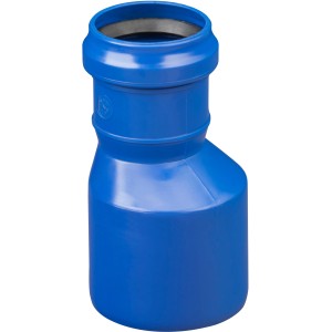 Blaues Marley HT Silent Reduzierstück DN 110/75 für Abwasserrohrsysteme.
