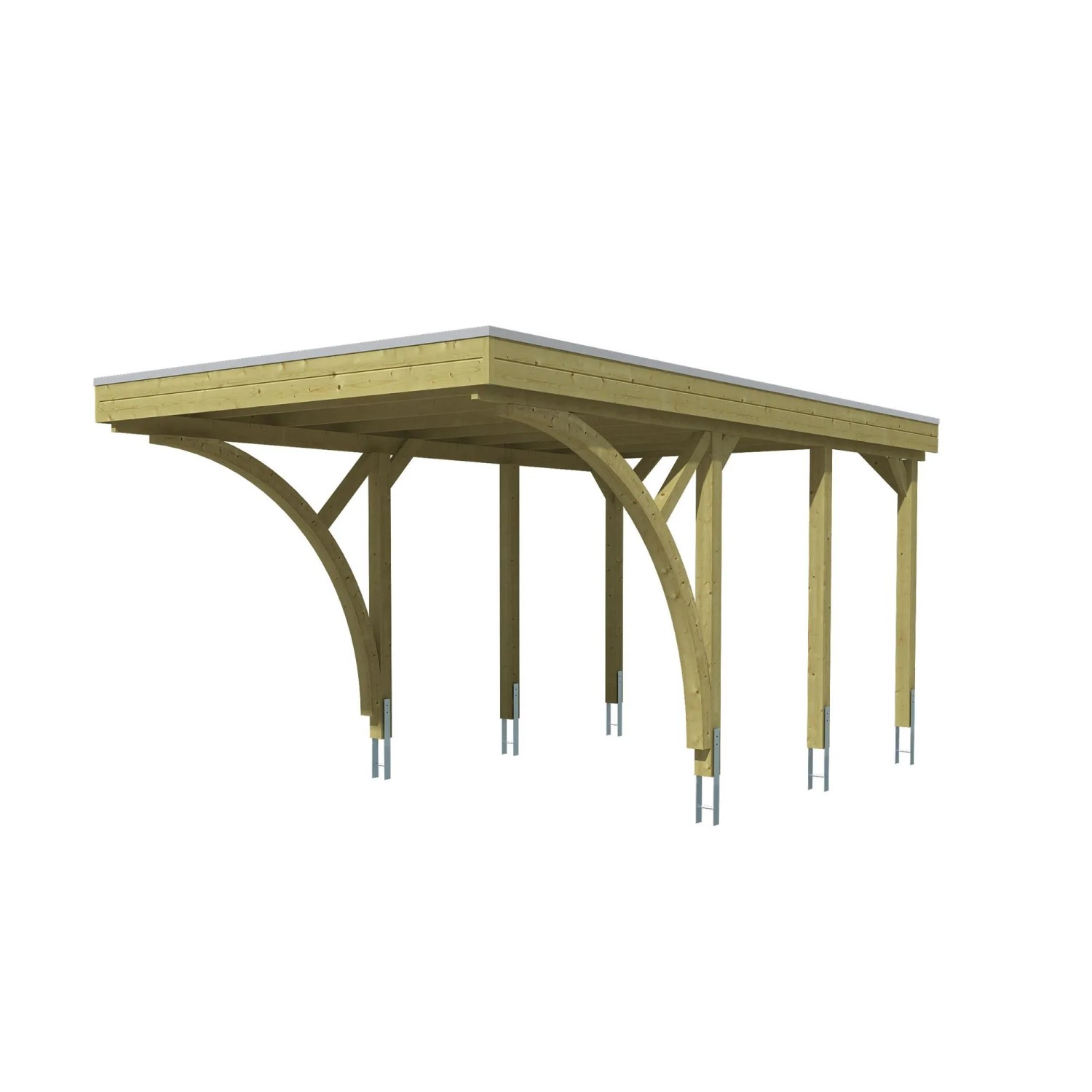Skan Holz Carport-Set Friesland F mit Einfahrtsbögen 320 cm x 555 cm Grün