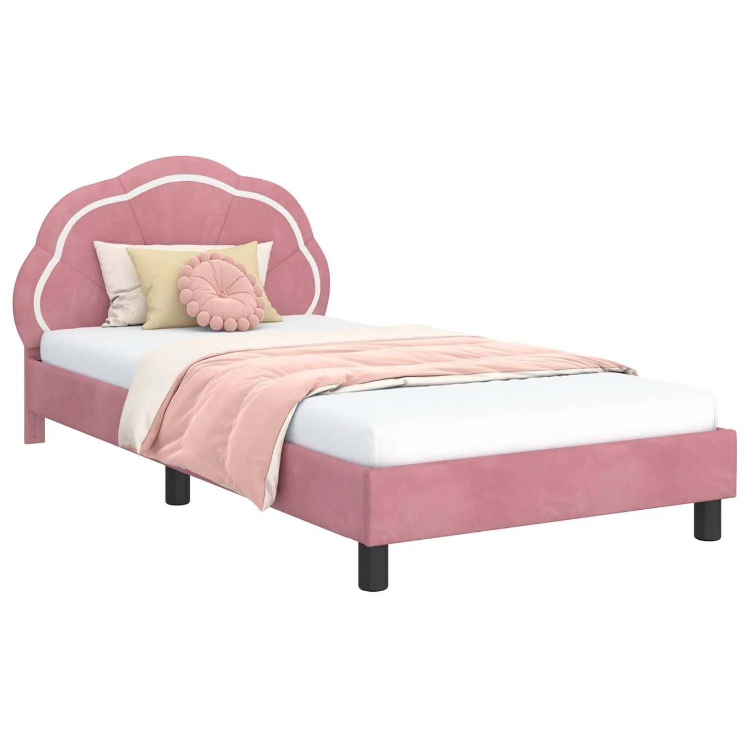vidaXL Kinderbettgestell mit Kopfteil Rosa 90 x 190 cm Samt 42010918 günstig online kaufen