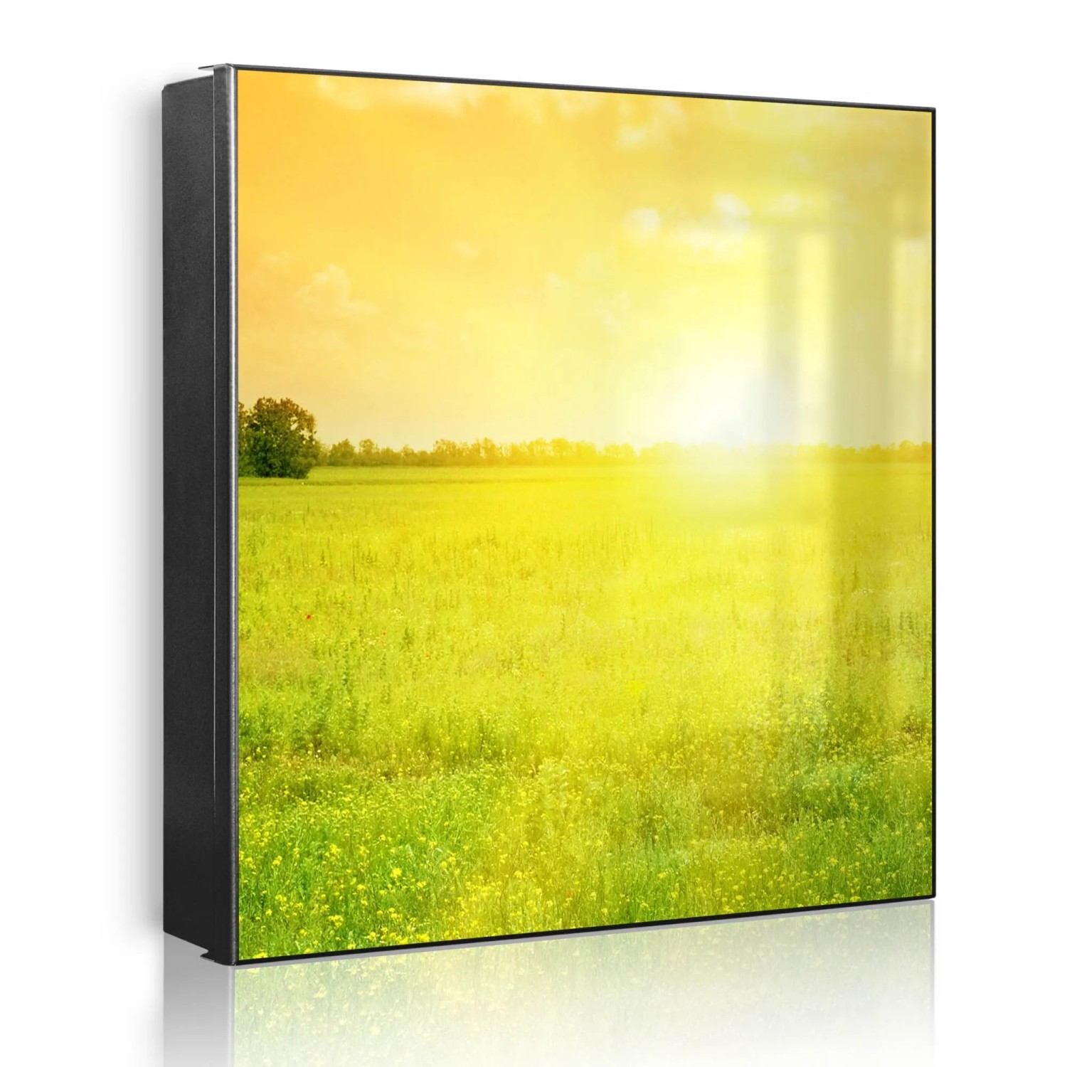 Banjado Großer Schlüsselkasten Metall 30x30cm Schwarz Scharnier Links 50 Haken Beschreibbar Magnetisch Motiv Guten Morgen 2