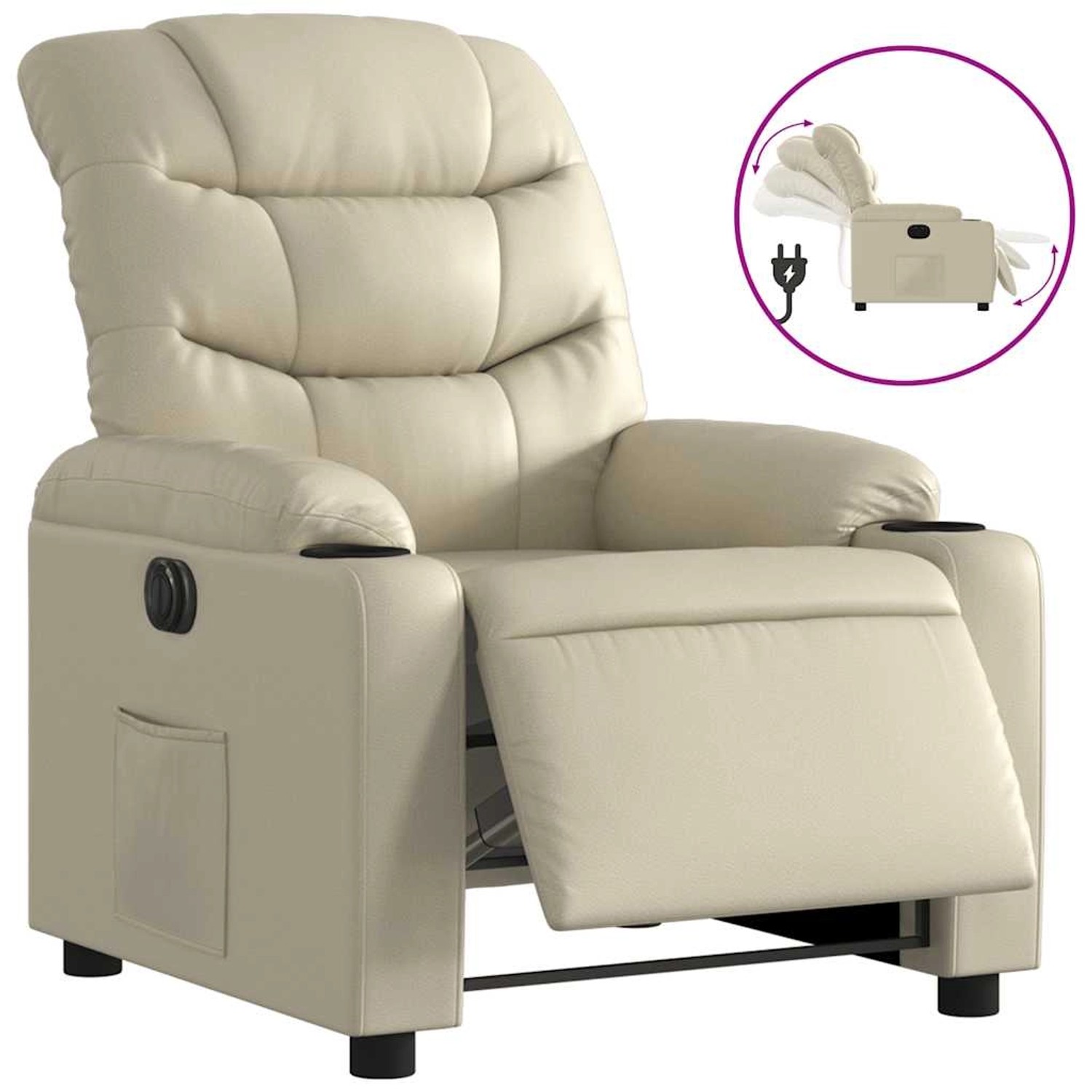 vidaXL Relaxsessel Elektrisch Creme Kunstleder 3206586 günstig online kaufen