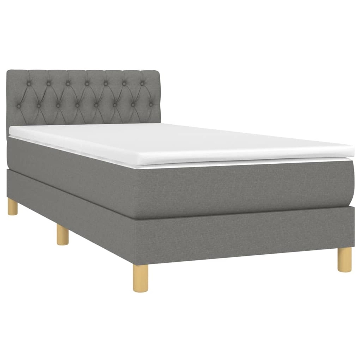 vidaXL Boxspringbett mit Matratze & LED Dunkelgrau 80x200 cm Stoff 3133910 günstig online kaufen