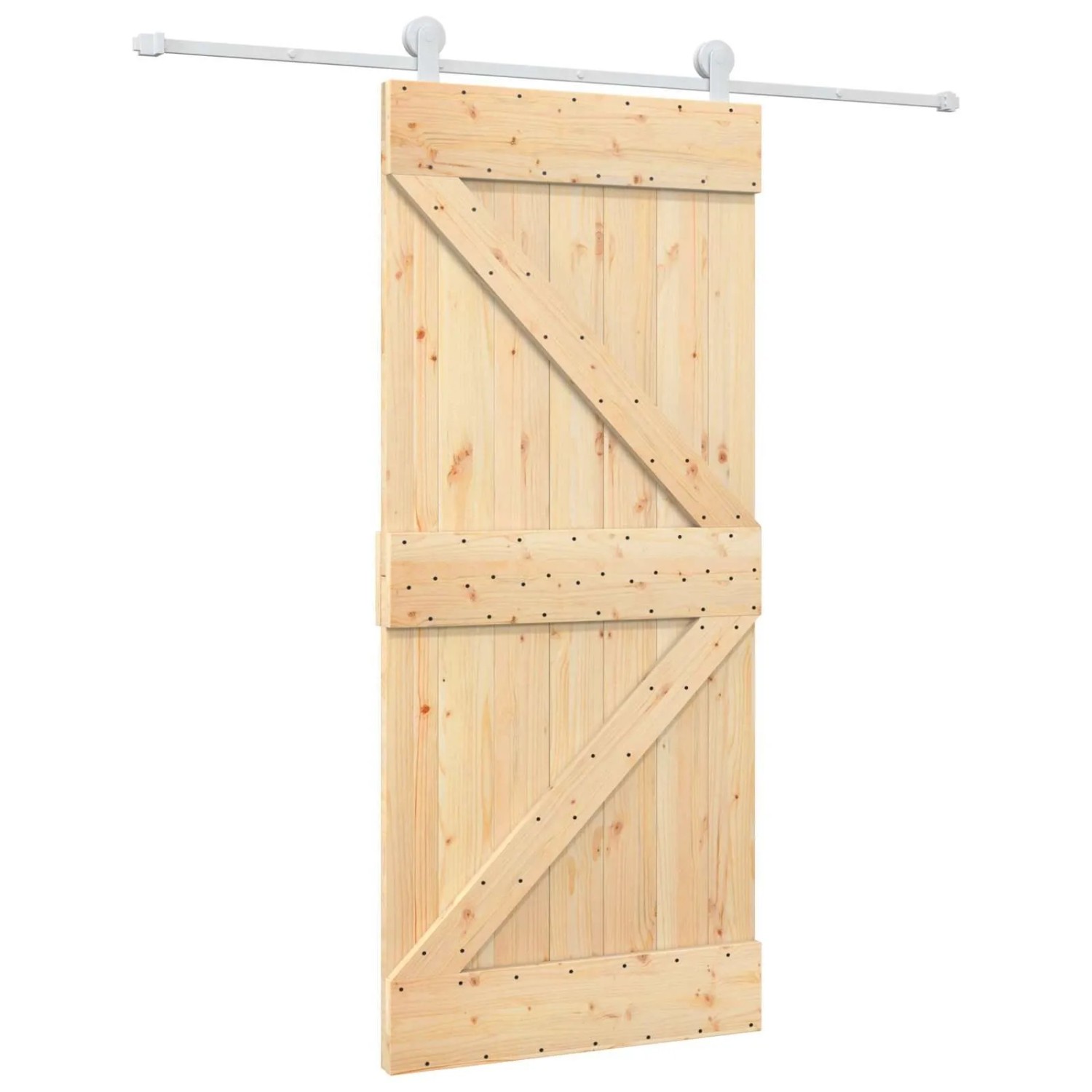 vidaXL Schiebetür Natur und Weiß 90 x 210 cm Massives Kiefernholz 3445024