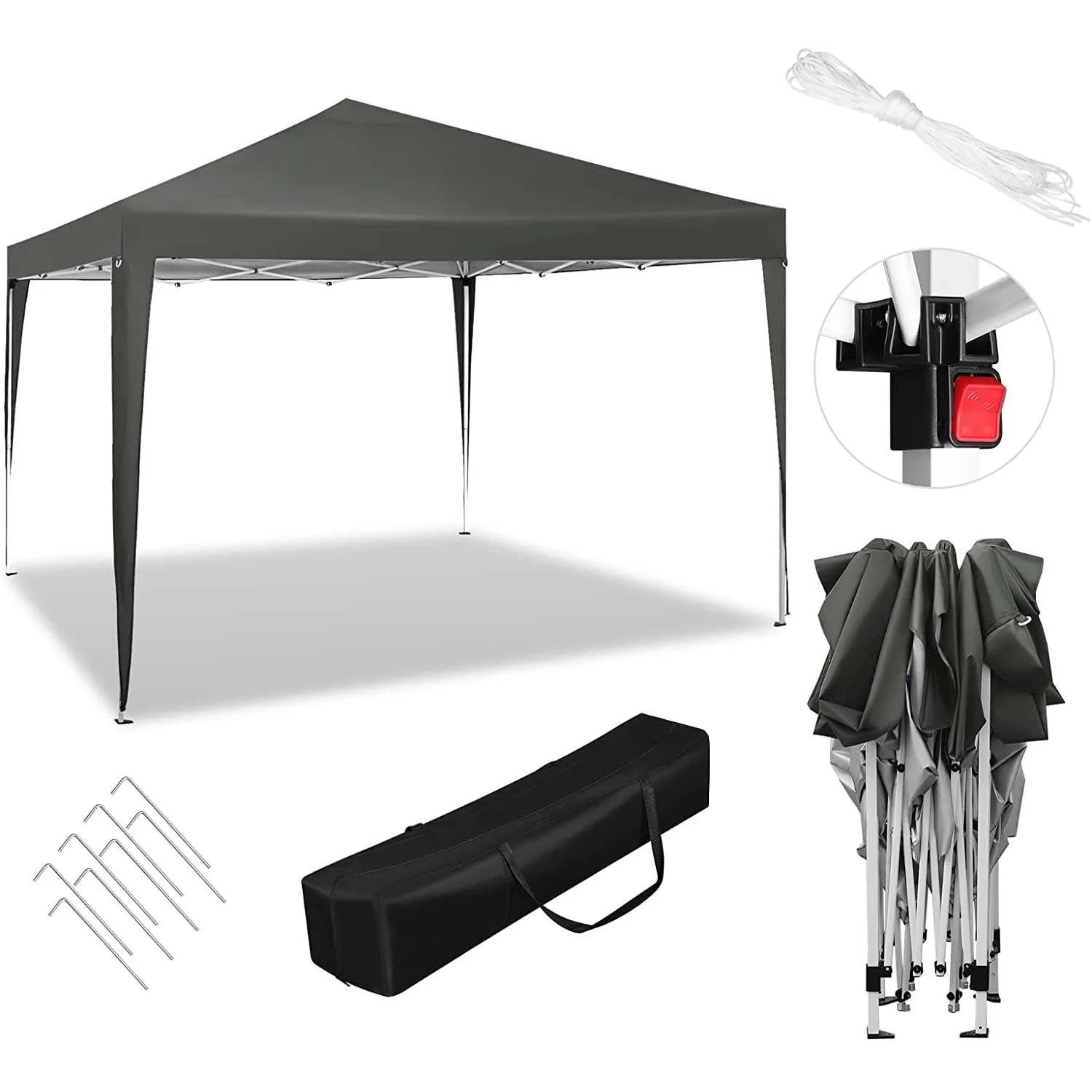 WOLTU Pavillon Pop-Up Wasserdichter Sonnenschutz 3 x 3 m Grau_4