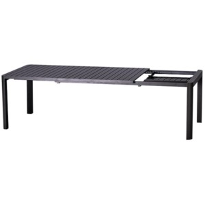 DELUKE Garten-Sitzgruppe ENZO 7-tlg. Kunststoff Dunkelgrau Gartenmöbel-Set Gartengarnitur Garten-Essgruppe Stapelstühle Esstisch Ausziehbar