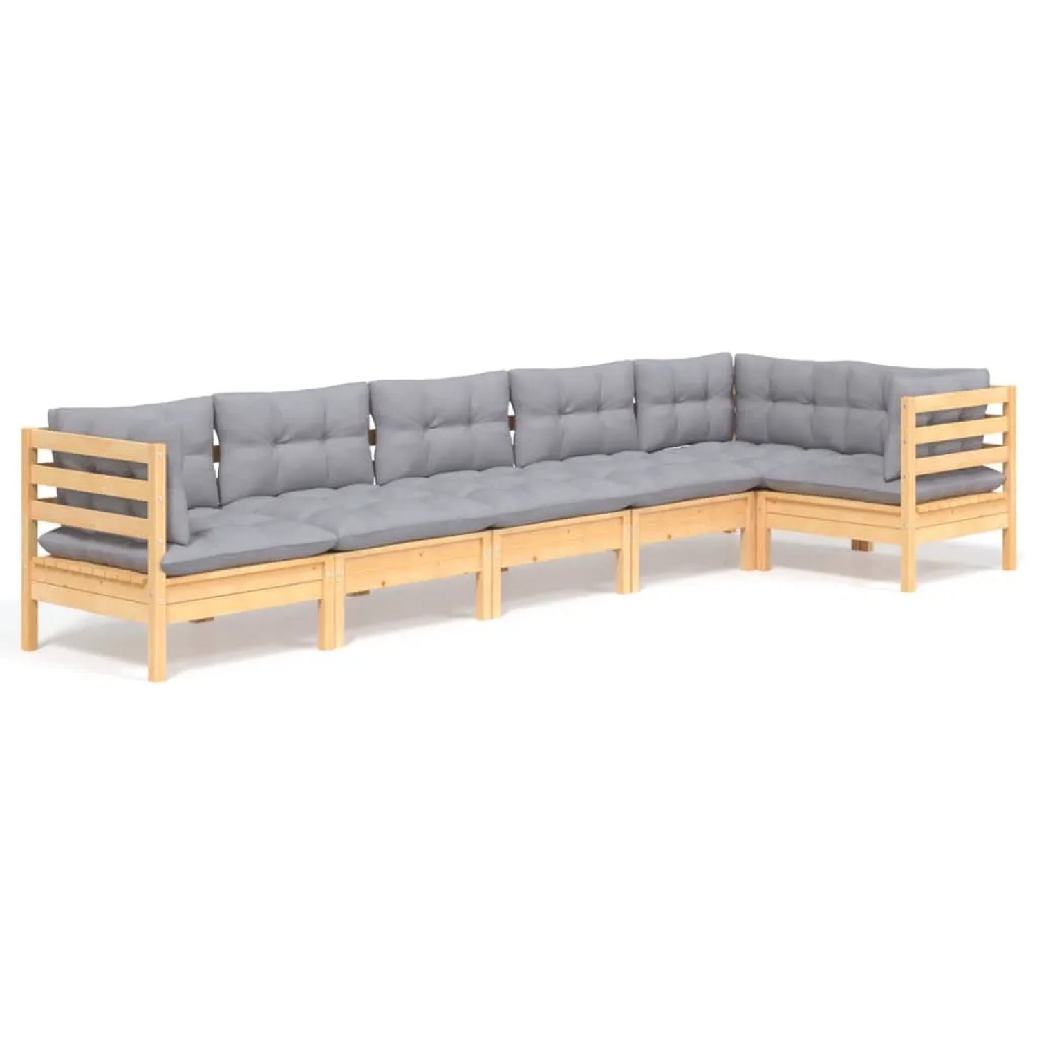 vidaXL 6-Tlg Garten-Lounge-Set mit Grauen Kissen Kiefernholz 3096393 günstig online kaufen