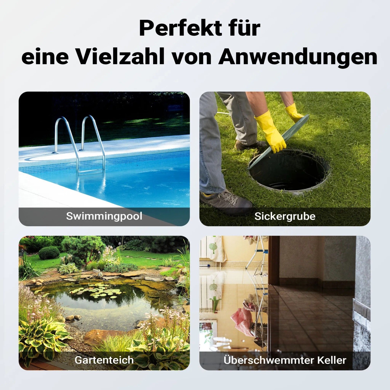 Wiltec Tauchpumpe: Vielseitige Entwässerung von Pool, Sickergrube, Gartenteich und Keller.