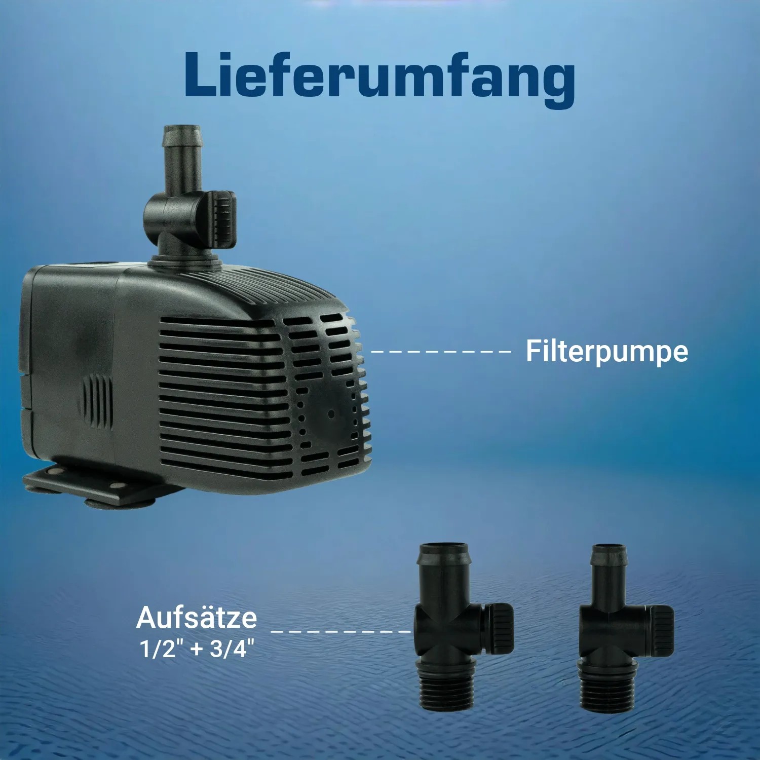 Kerry Electronics Teichpumpe mit Aufsätzen. Leise Wasserpumpe für Aquarien & Springbrunnen.