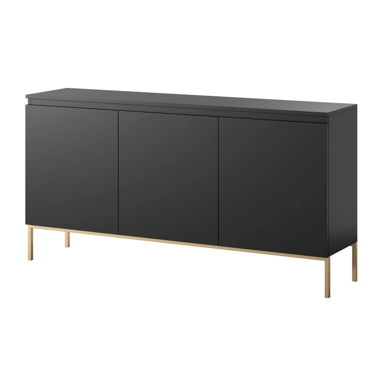Selsey Sideboard Bemmi 150 cm Schwarz mit Goldenen Beinen