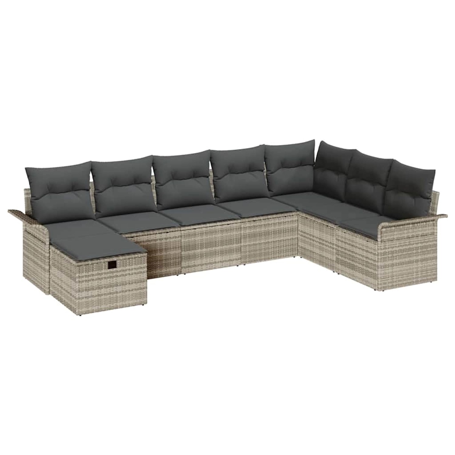 vidaXL Garten-Sofa-Set mit Kissen 8-Tlg Hellgrau Poly Rattan 3360263 günstig online kaufen