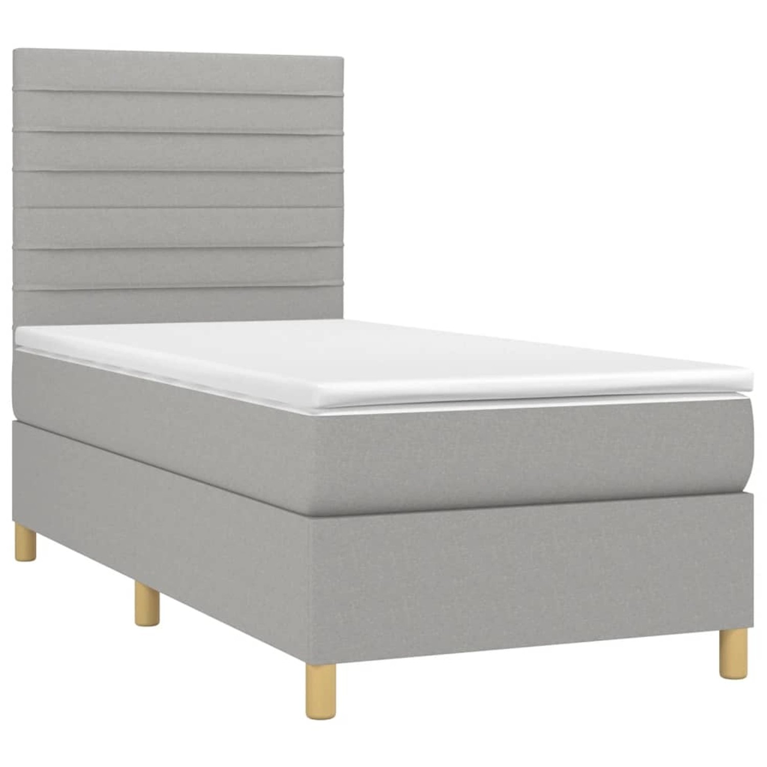 vidaXL Boxspringbett mit Matratze & LED Hellgrau 80x200 cm Stoff 3135469 günstig online kaufen