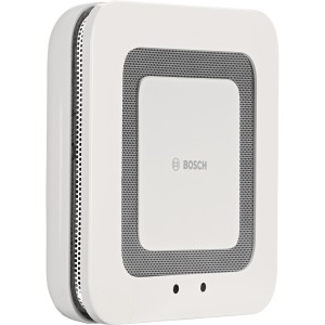 Weißer Bosch Smart Home Twinguard Rauchmelder mit Luftgütesensor für Brandschutz und Raumklima.