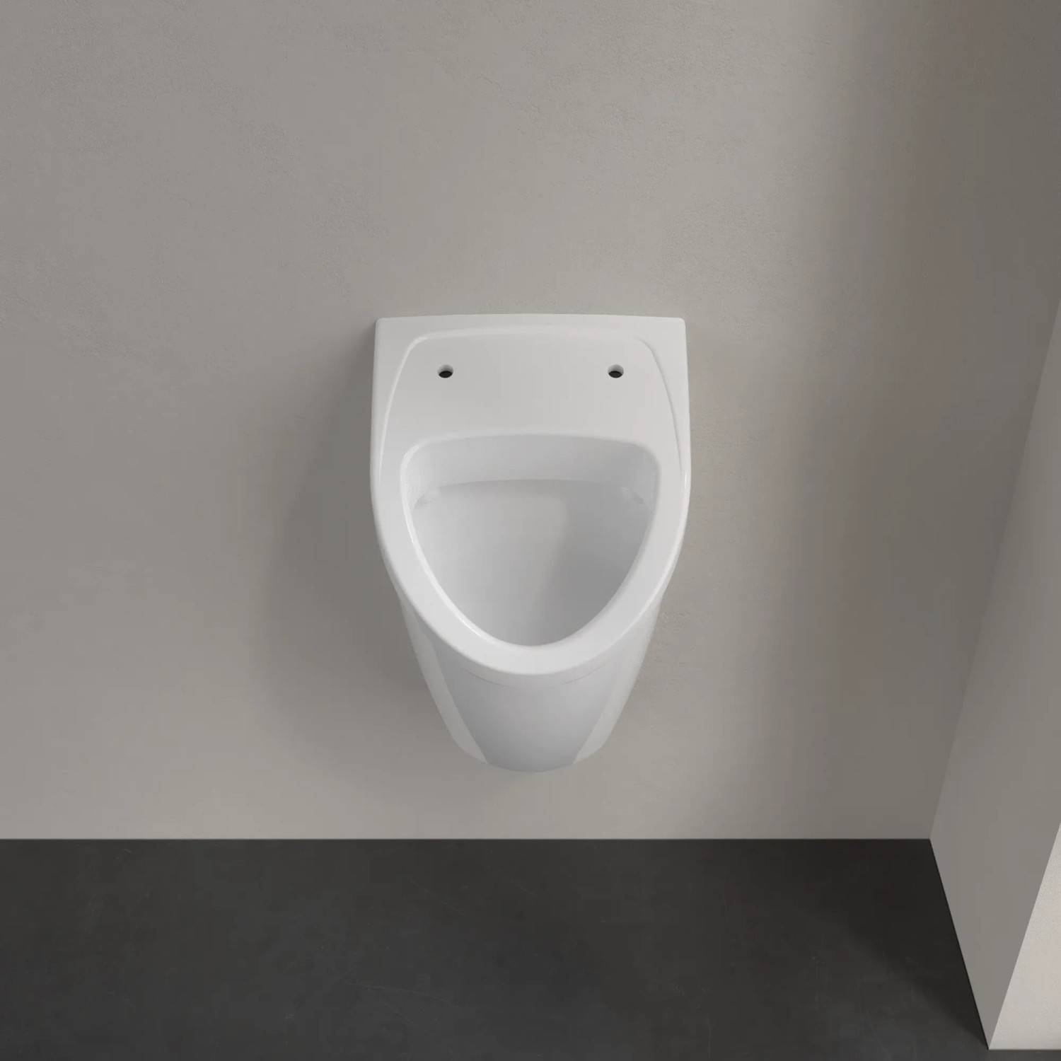 Weißes Villeroy & Boch O.NOVO Absaugurinal aus Keramik, wandmontiert. Kompaktes Design für Bad & Gäste-WC.