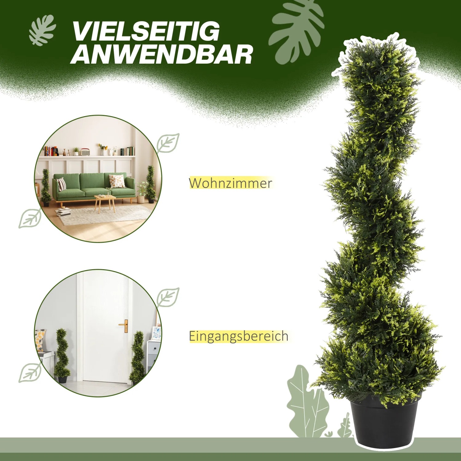 Künstlicher Zedernbaum (90cm) im Topf, geeignet für Innen- und Außenbereich.