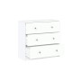 Weiße ebuy24 Maria Kommode mit 3 Schubladen, teilgeöffnet. Kommode für Schlafzimmer und Wohnraum.