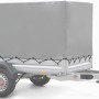 Stema Anhänger Alu 750 mit Hochplanenset 80 cm, ungebremst. Autoanhänger mit Alubordwänden und grauer Plane.