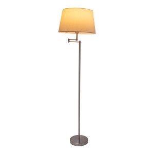 Beige Näve Stehleuchte Bologna, 158cm hoch, mit schwenkbarem Arm und Textilschirm.