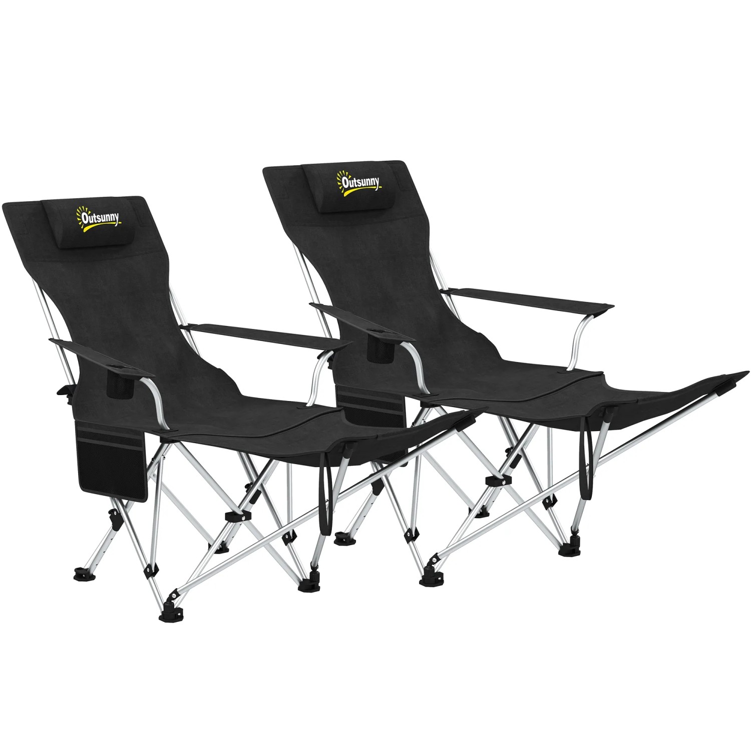 Outsunny Campingstuhl Metall Oxfordstoff Schwarz 82L x 100B x 88H cm