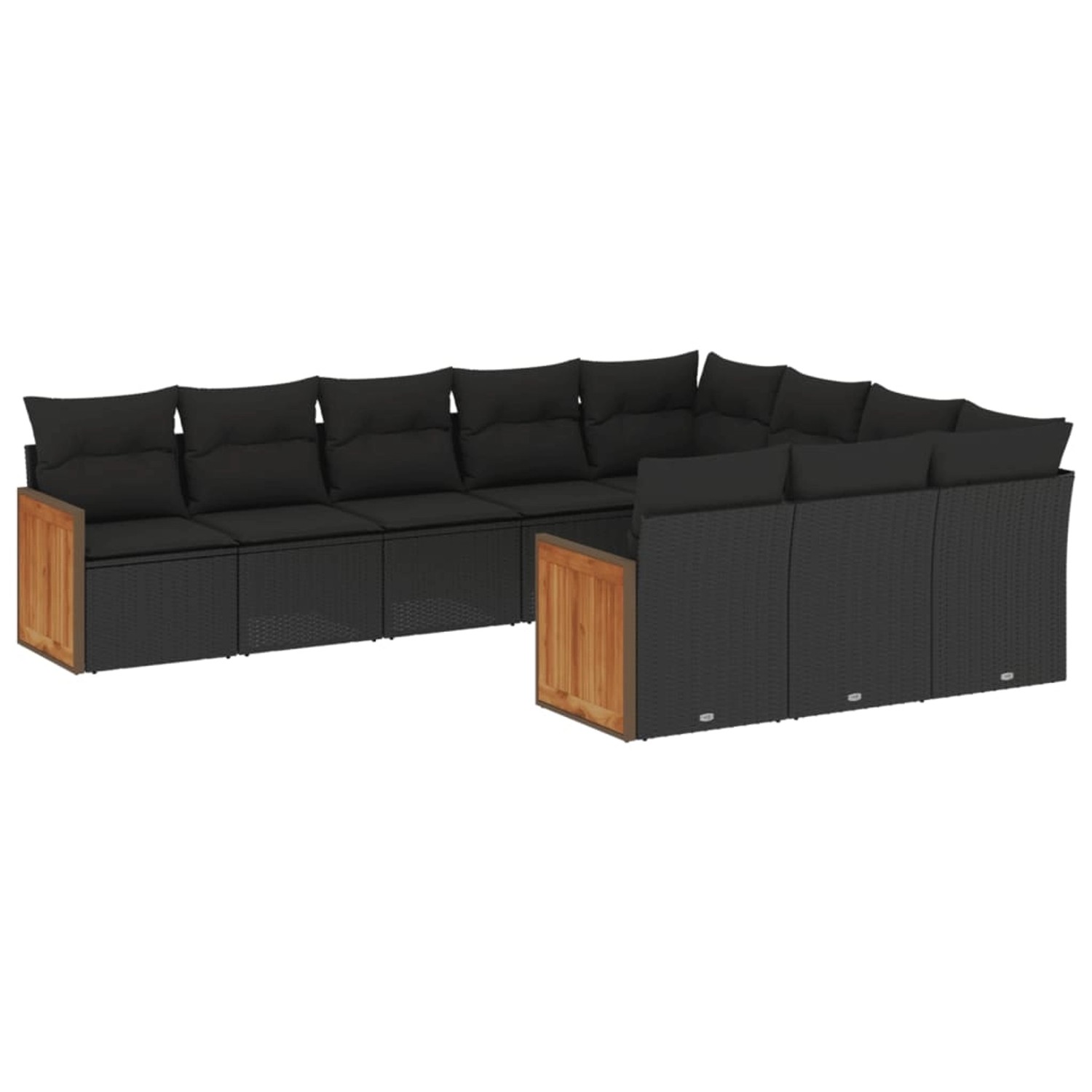vidaXL 10-Tlg Garten-Sofagarnitur mit Kissen Schwarz Poly Rattan 3228015 günstig online kaufen