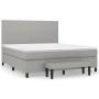 Hellgraues vidaXL Boxspringbett (160x200 cm) mit Matratze und Bank.