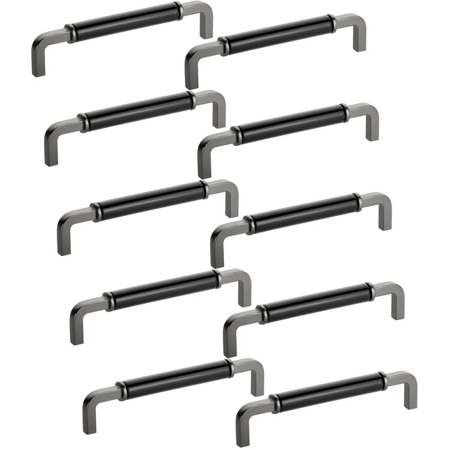 SOTECH 10x Möbelgriff AXIS BA 160 mm Anthrazit mit Schwarzem Porzellan Einsatz