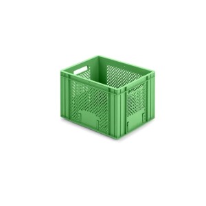 Grüne Eurobox/Obstkiste, 26 Liter, 30x40cm, aus Kunststoff, stapelbar, für Transport und Lagerung.