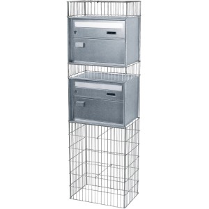 Bellissa Gabionen Briefkasten Splügen 2, verzinkt, mit zwei Fächern und Gabionen-Gitter.