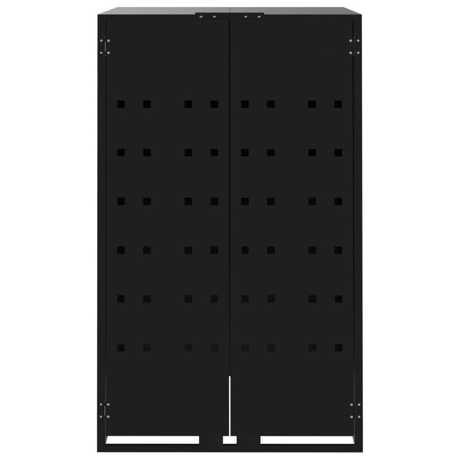 Schwarze vidaXL Mülltonnenbox für 4 Tonnen aus Stahl, Zubehör für Ordnungssysteme im Garten.