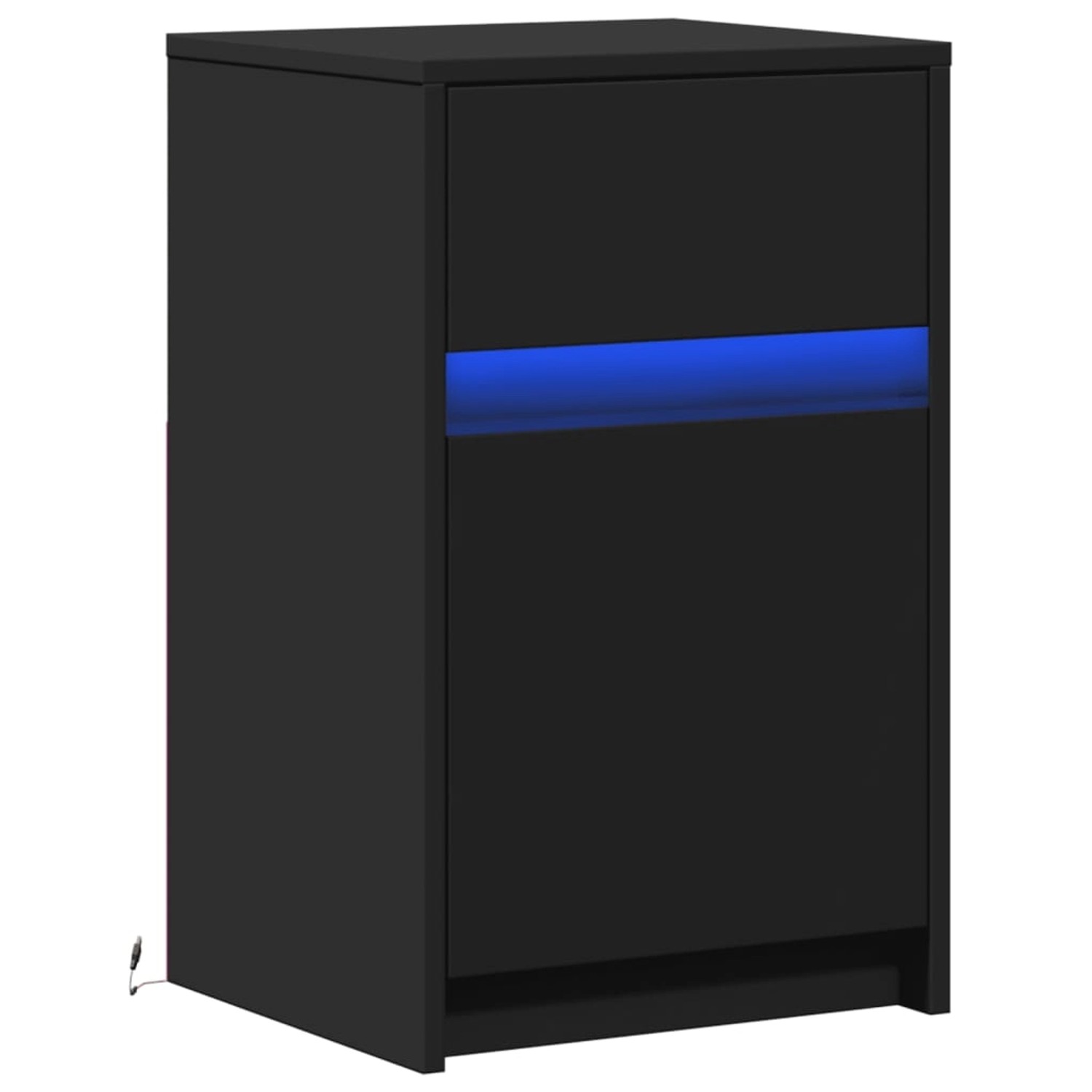 vidaXL Nachttisch mit LED-Leuchten Schwarz Holzwerkstoff 852000 günstig online kaufen