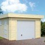 Palmako Holzgarage Rasmus mit Sektionaltor, naturbelassen. Einzelgarage aus Fichtenholz mit Fenster und Tür.